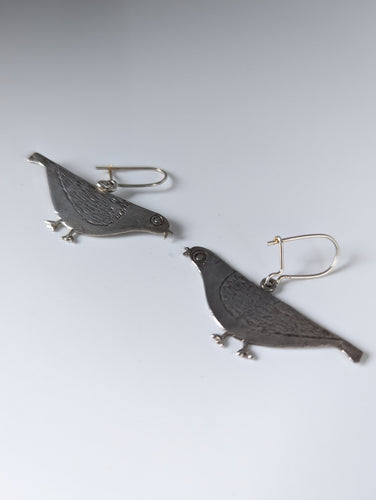 Silver Steed Pigeon Dropped Earrings