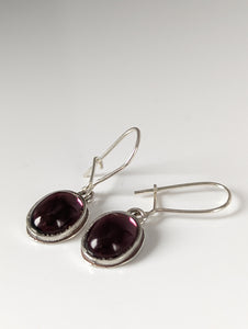 Silver Steed Purple Crystal Dropped Earrings