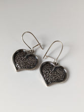 Load image into Gallery viewer, Silver Steed Detailed Heart Dropped Earrings