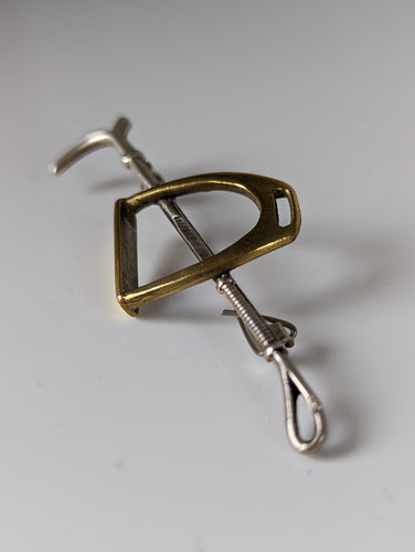 Silver Steed Stirrup & Cane Brooch / Stock Tie Pin