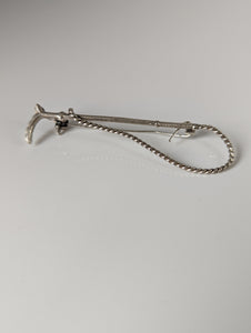 Silver Steed Cane Brooch / Stock Tie Pin