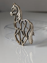 Load image into Gallery viewer, Silver Steed Elegant Piaffe Horse Silver Brooch / Stock Tie Pin