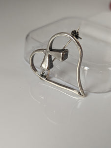 Silver Steed Horse Shoe Nail Heart Brooch / Stock Tie Pin