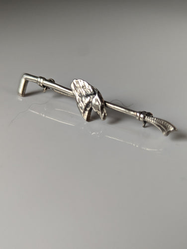 Silver Steed Horse & Cane Brooch / Stock Tie Pin