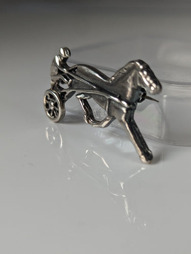 Silver Steed Harness Racing Trotter Horse Brooch / Stock Tie Pin