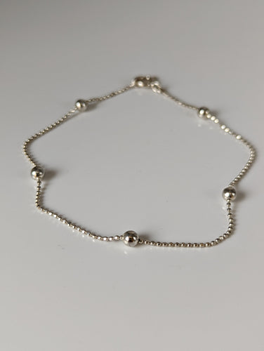 Silver Steed Studded Ball Chain Silver Bracelet