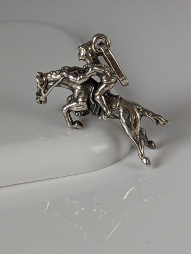 Silver Steed Jumping Jockey Silver Pendant