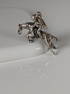 Silver Steed Jumping Jockey Silver Pendant