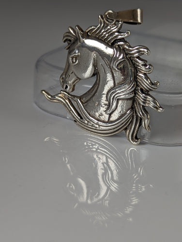 Silver Steed Mustang Horse Head Silver Pendant