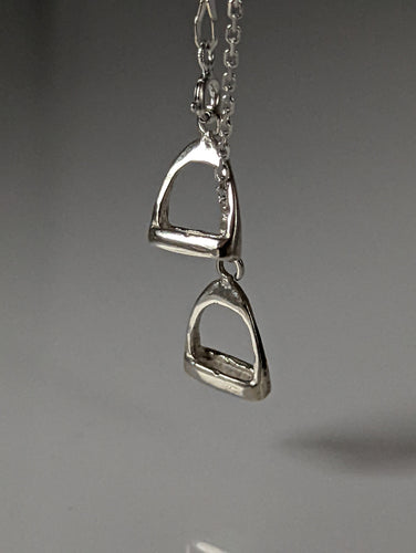 Silver Steed Thread Through Double Stirrup Silver Necklace