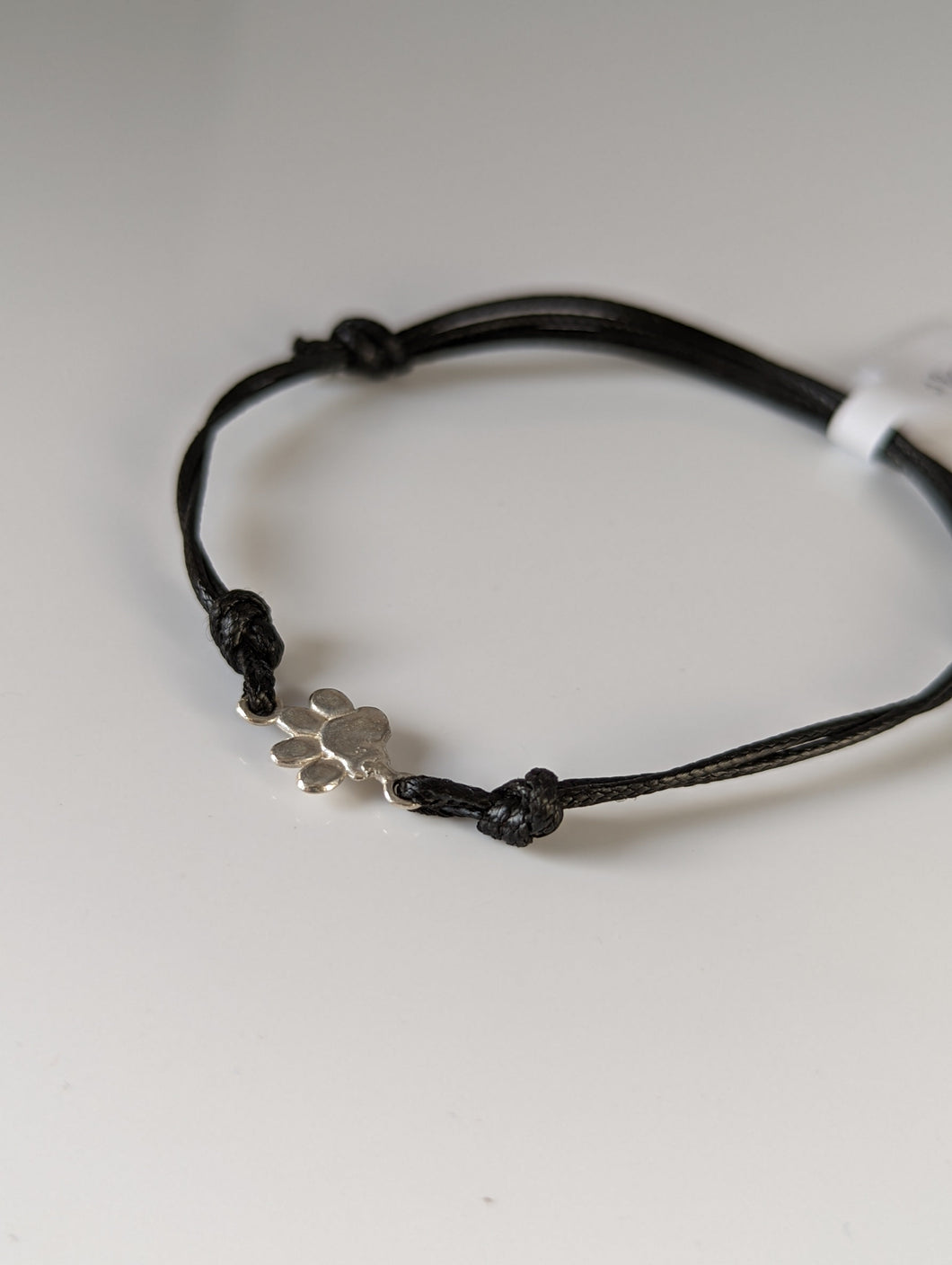 Silver Steed Paw Print Cord Bracelet
