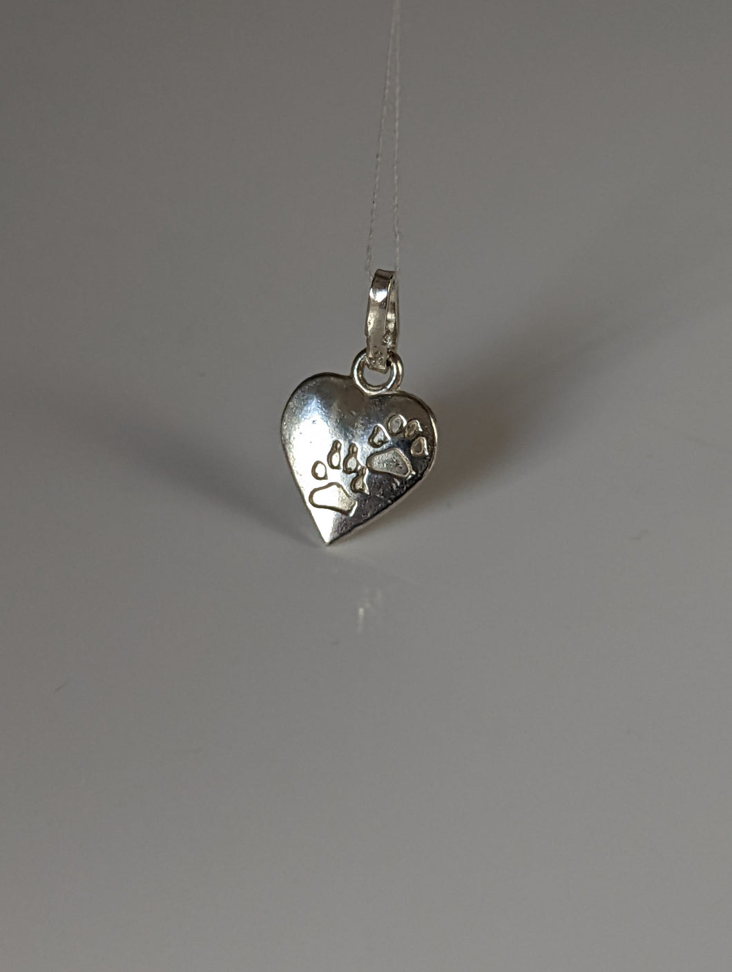 Silver Steed Paw Print on Heart Silver Pendant