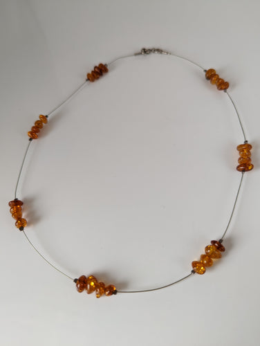 Silver Steed Real Amber Bead Necklace